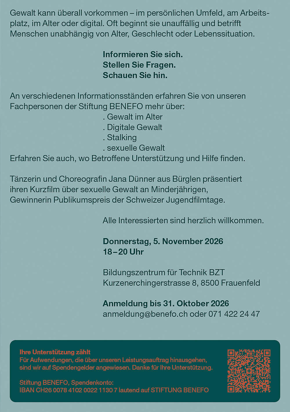Offene Informationsveranstaltung 2026, 5. November, 18–20 Uhr